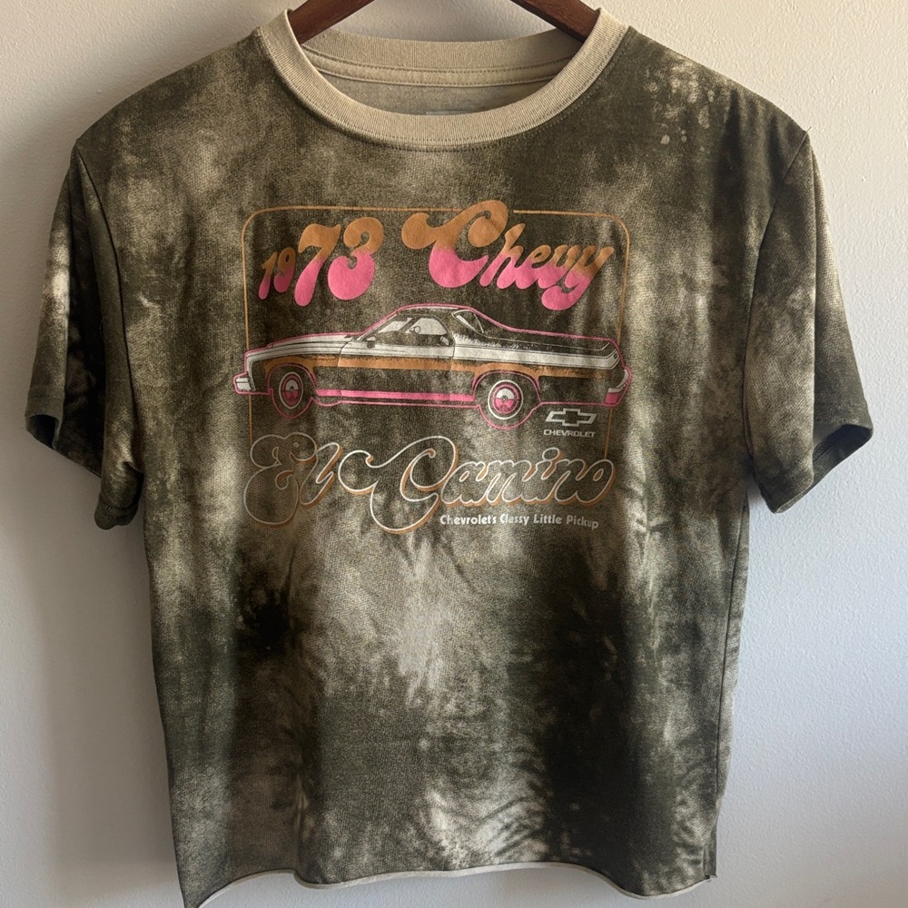 Chevy El Camino 1973 Graphic Crop Tee Tie Dye GM Licensed Retro Medium‎